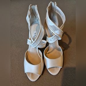 Nina Cream Satin Wedges